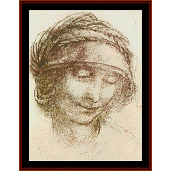 Counted Cross Stitch Pattern – Study of a Woman by Leonardo da Vinci - Cross Stitch Collectibles