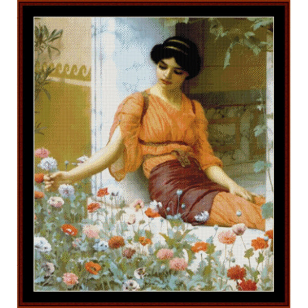 Counted Cross Stitch Pattern – Summer Flowers by J.W. Godward - Cross Stitch Collectibles