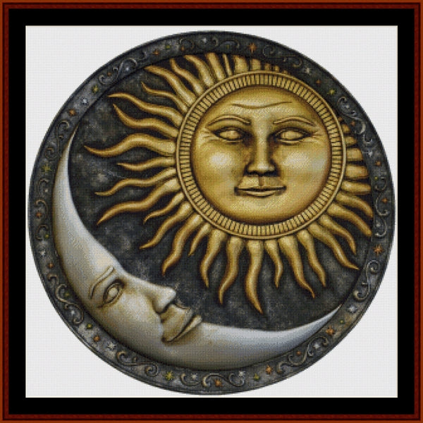 Counted Cross Stitch Pattern – Sun and Moon Circle, Fantasy - Cross Stitch Collectibles