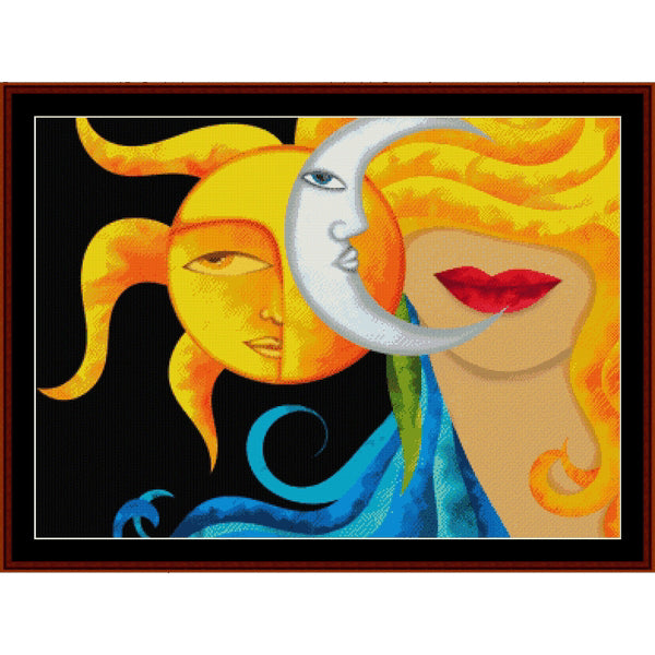 Counted Cross Stitch Pattern – Sun and Moon, Fantasy - Cross Stitch Collectibles