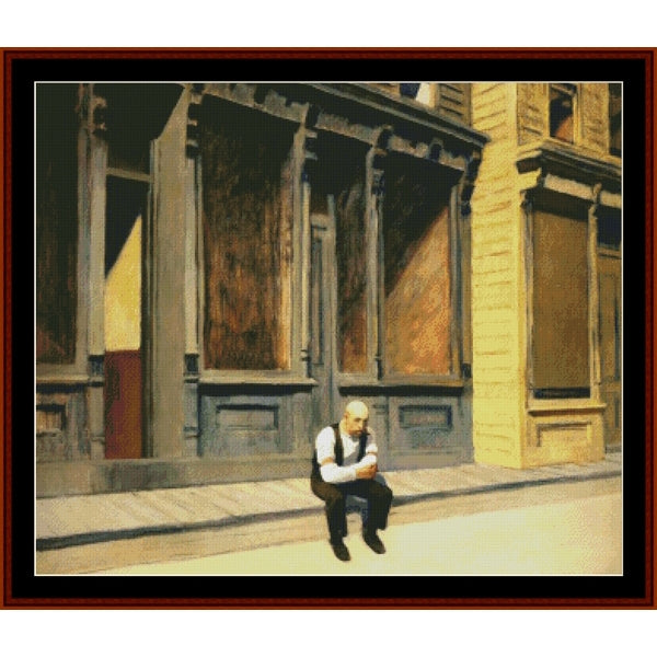 Counted Cross Stitch Pattern – Sunday, 1926 by Edward Hopper - Cross Stitch Collectibles