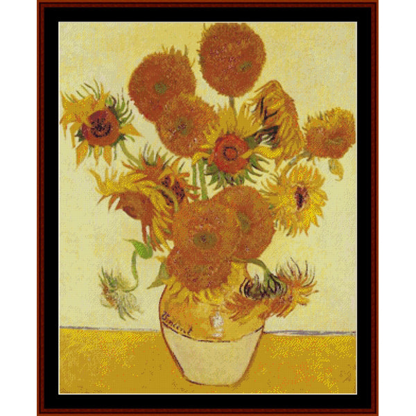 Counted Cross Stitch Pattern – Sunflowers by Vincent Van Gogh - Cross Stitch Collectibles