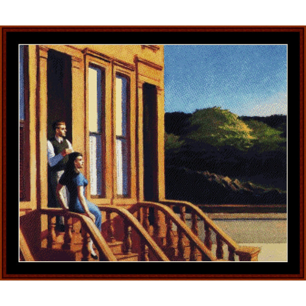 Counted Cross Stitch Pattern – Sunlight on Brownstones by Edward Hopper - Cross Stitch Collectibles
