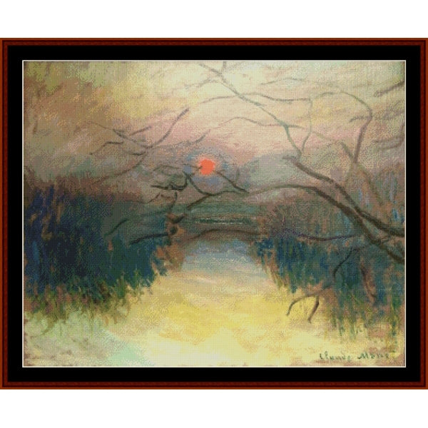 Counted Cross Stitch Pattern – Sunset by Claude Monet - Cross Stitch Collectibles