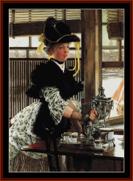 Counted Cross Stitch Pattern – Tea-Time by James Tissot- Cross Stitch Collectibles