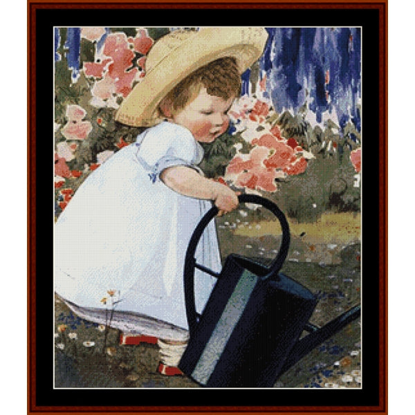 Counted Cross Stitch Pattern – Tending the Garden by Jesse Willcox Smith - Cross Stitch Collectibles