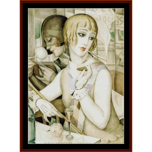 Counted Cross Stitch Pattern – The Apertif by Gerda Wegener - Cross Stitch Collectibles