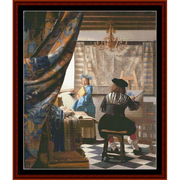 Counted Cross Stitch Pattern – The Art of Painting by Johannes Vermeer - Cross Stitch Collectibles