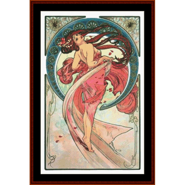Counted Cross Stitch Pattern – The Arts, Dance by Alphonse Mucha- Cross Stitch Collectibles
