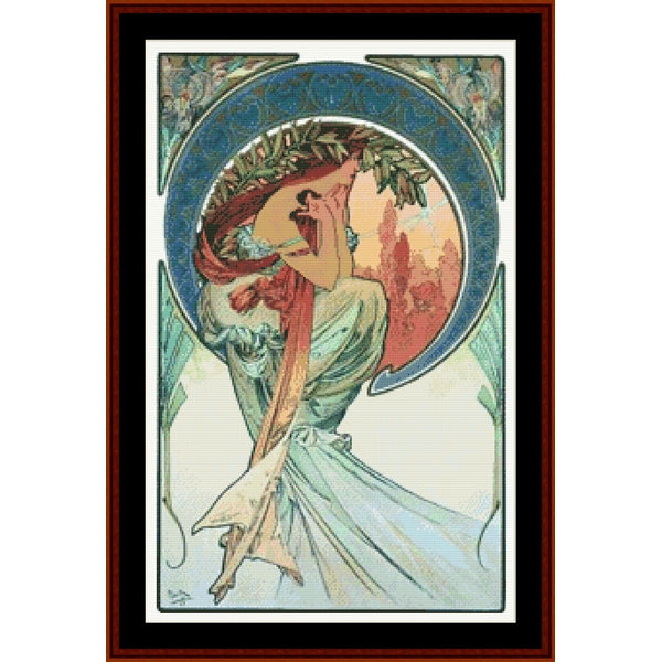 Counted Cross Stitch Pattern – The Arts, Poetry by Alphonse Mucha - Cross Stitch Collectibles