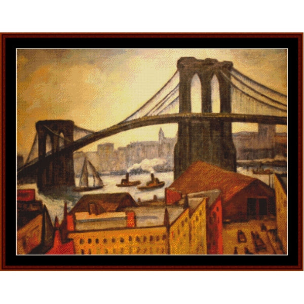 Counted Cross Stitch Pattern – The Brooklyn Bridge by Samuel Halpert - Cross Stitch Collectibles