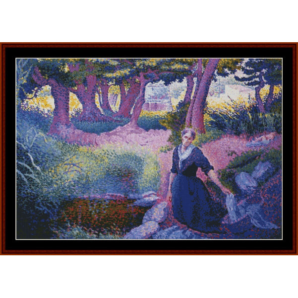 Counted Cross Stitch Pattern – The Washerwoman by H.E. Cross digital cross stitch pattern - Cross Stitch Collectibles