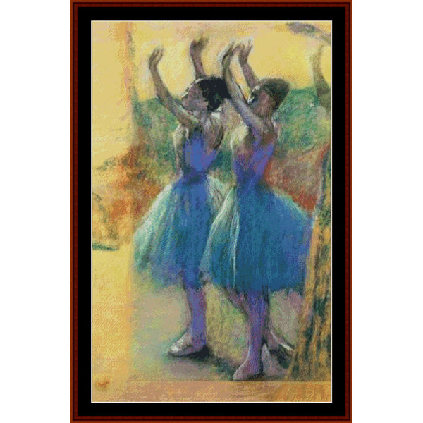 Counted Cross Stitch Pattern – Two Blue Dancers by Edgar Degas - Cross Stitch Collectibles