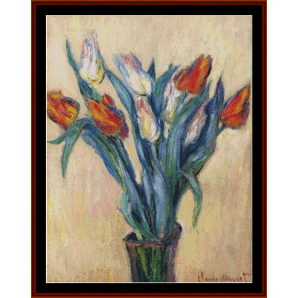Counted Cross Stitch Pattern – Vase of Tulips by Claude Monet - Cross Stitch Collectibles
