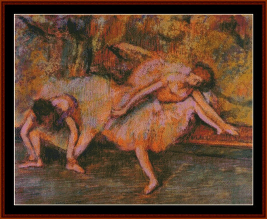 Two Dancers on a Bench - Edgar Degas pdf cross stitch pattern