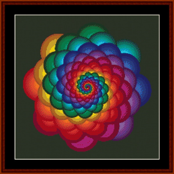 Counted Cross Stitch Pattern by Cross Stitch Collectibles featuring a multicolored fractal design.
