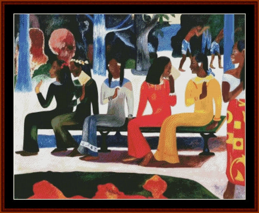 Market Day - Paul Gauguin pdf cross stitch pattern