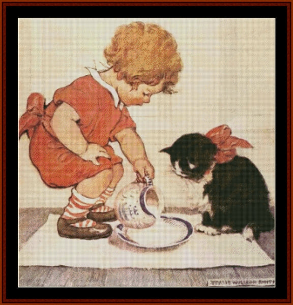 Milk for the Cat - Jesse Willcox Smith pdf cross stitch pattern