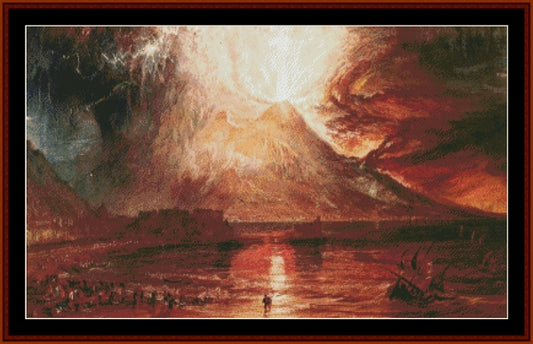 Eruption of Vesuvius - J.W. Turner cross stitch pattern
