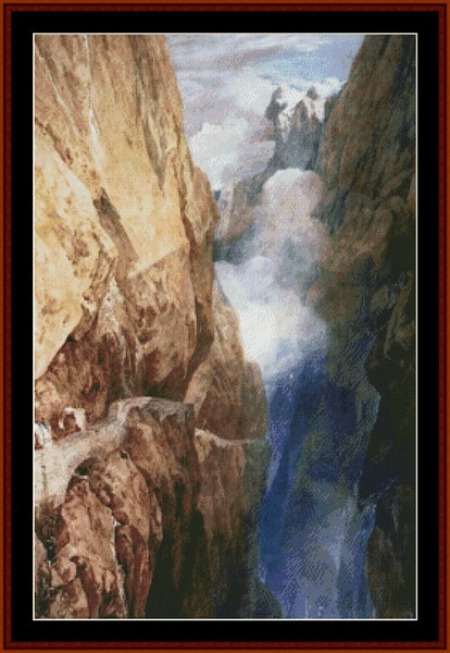 Passage at St. Gothard - J.W. Turner pdf cross stitch pattern