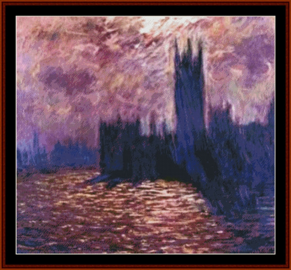 Houses of Parliament II - Claude Monet pdf cross stitch pattern