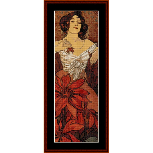 Counted Cross Stitch Pattern – Ruby by Alphonse Mucha - Cross Stitch Collectibles