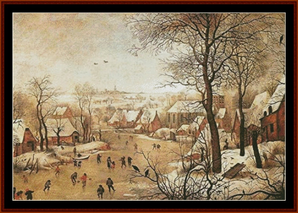 Winter Landscape - Pieter Bruegel pdf cross stitch pattern