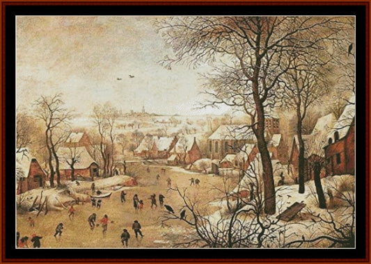 Winter Landscape - Pieter Bruegel pdf cross stitch pattern