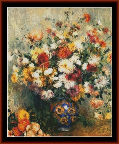Vase of Chrysanthemums - Pierre Auguste Renoir pdf cross stitch pattern