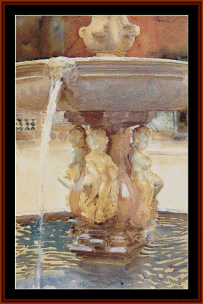 Spanish Fountain - J.S. Sargent pdf counted cross stitch pattern