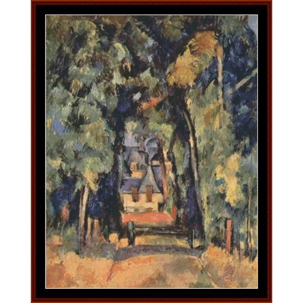 Counted Cross Stitch Pattern by Cross Stitch Collectibles of a landscape with trees and a house