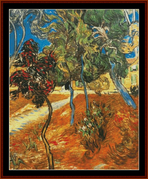 Grounds of the Asylum II - Vincent Van Gogh pdf cross stitch pattern