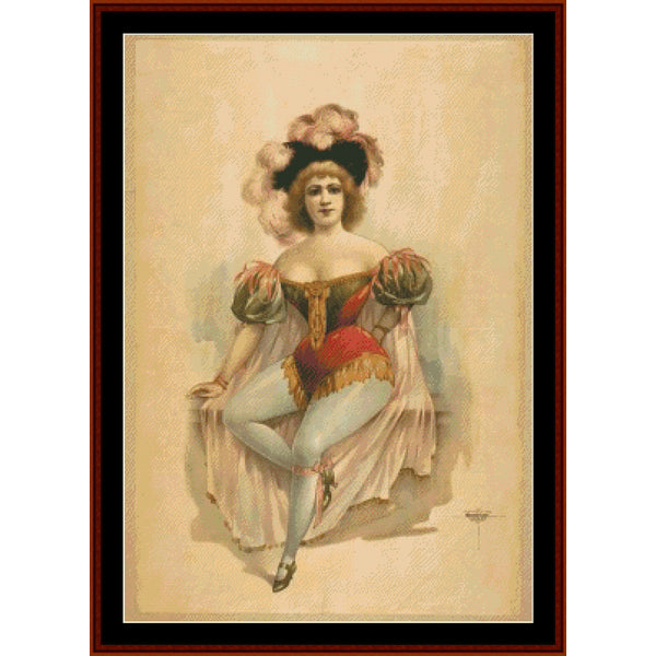 Showgirl in Red - Vintage Poster pdf cross stitch pattern