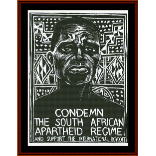 Condemn South African Apartheid - Vintage Poster pdf cross stitch pattern