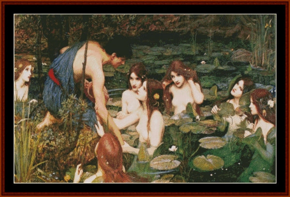 Hylas and the Nymphs - John W. Waterhouse pdf cross stitch pattern