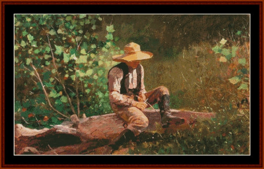 Whittling Boy - Winslow Homer pdf cross stitch pattern