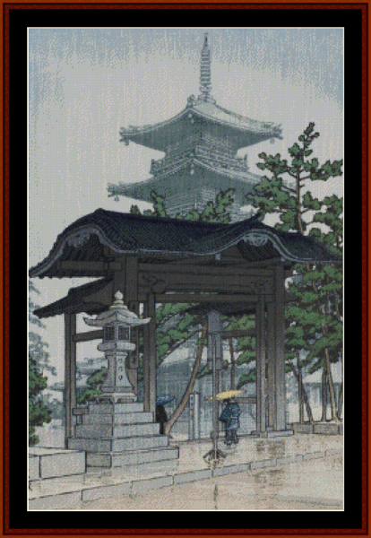 Zensetsu Temple - Asian Art pdf cross stitch pattern