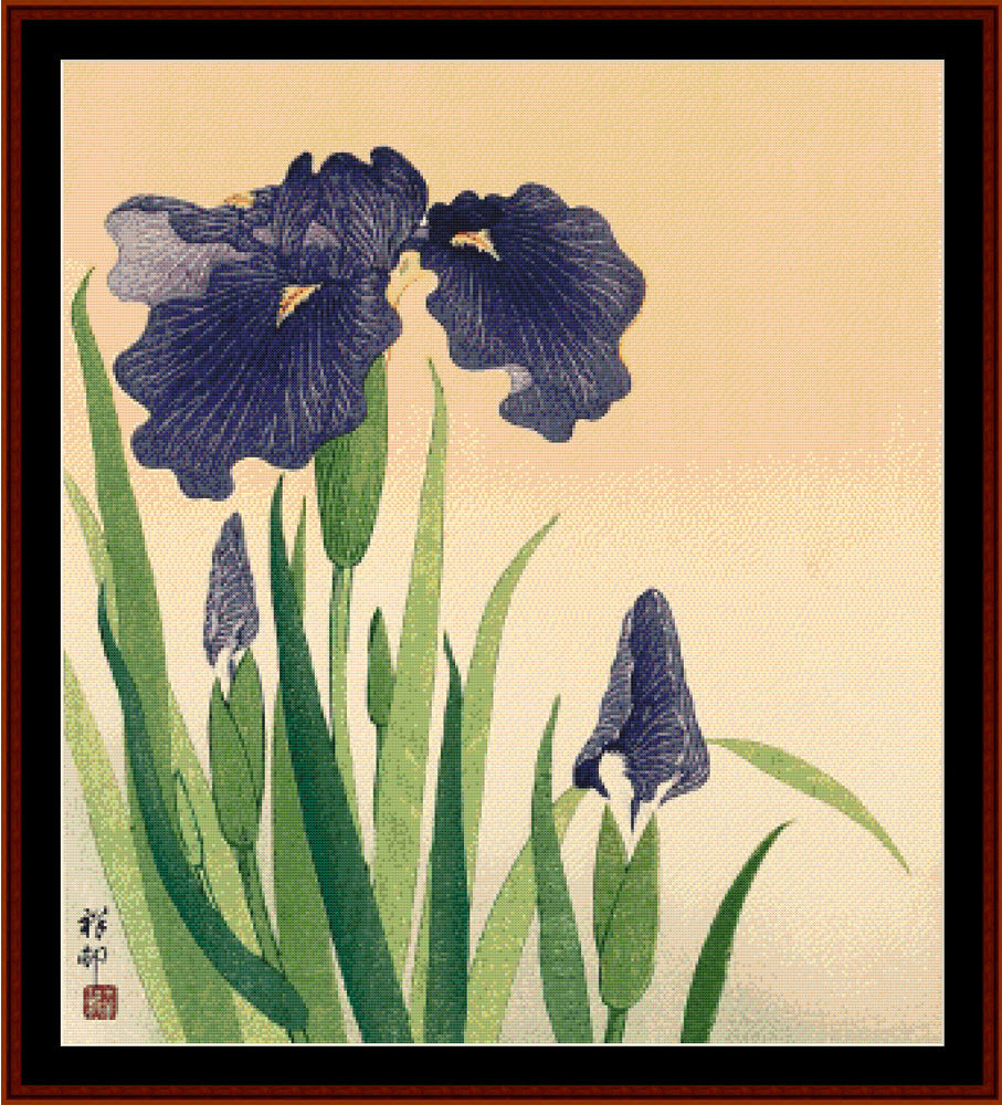 Flowering Iris - Asian Art pdf cross stitch pattern