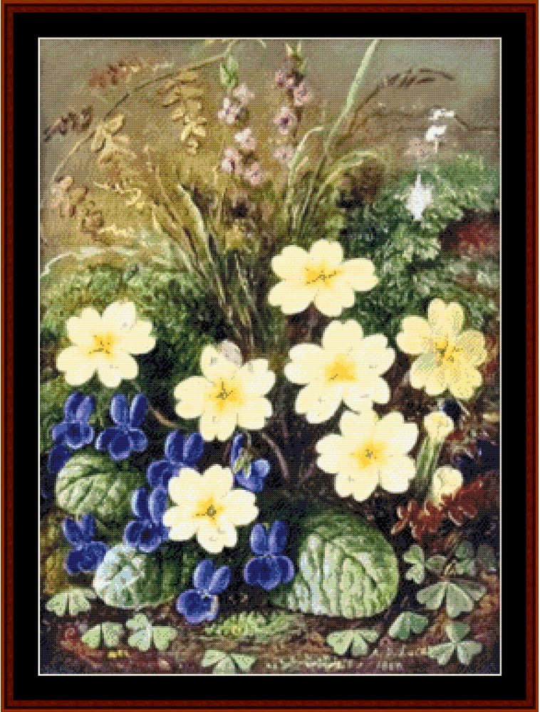Primroses and Violets - A.D. Lucas cross stitch pattern