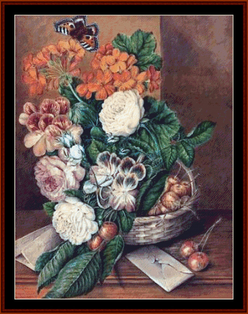 Basket of Flowers - A.D. Lucas cross stitch pattern