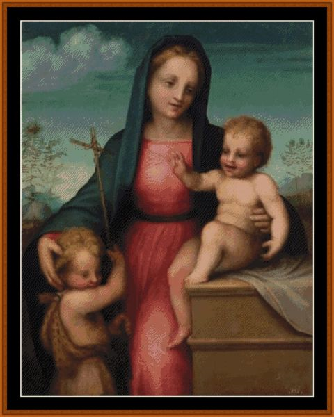 Madonna and Child with St. John the Baptist - Andrea Del Sarto pdf cross stitch pattern