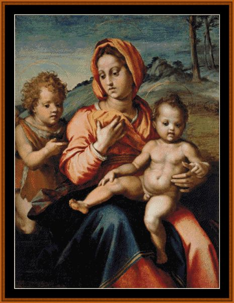 Madonna and Child with the Infant St. John - Andrea Del Sarto pdf cross stitch pattern