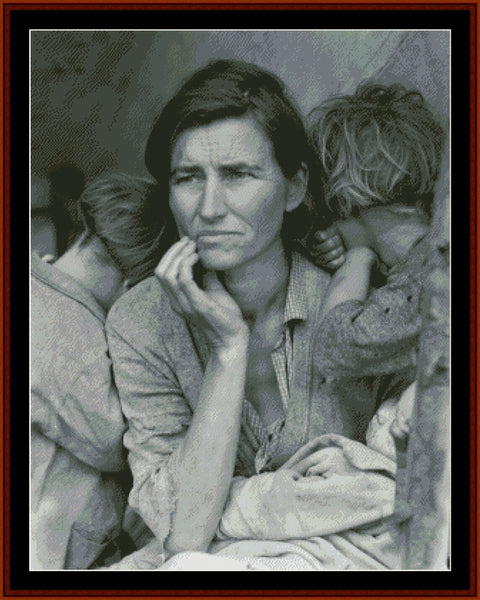 Migrant Mother- Dorothea Lange Americana pdf cross stitch pattern