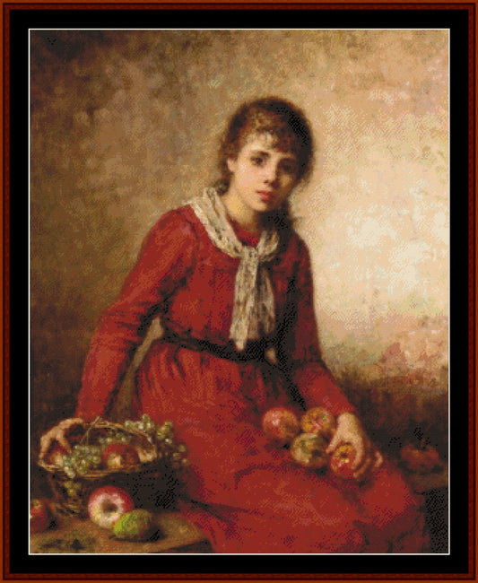 Girl with Fruit - Alexei Harlamoff cross stitch pattern