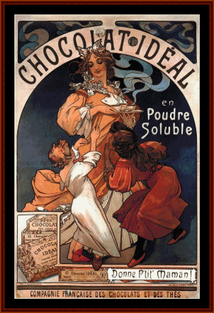 Chocolat Ideal 1897 - Alphonse Mucha pdf cross stitch pattern