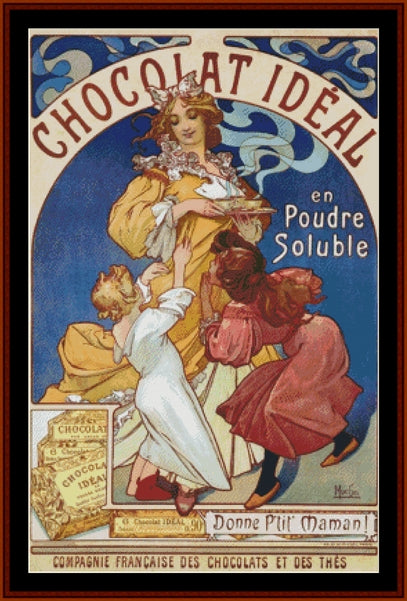 Chocolat Ideal 1897 - Alphonse Mucha pdf cross stitch pattern