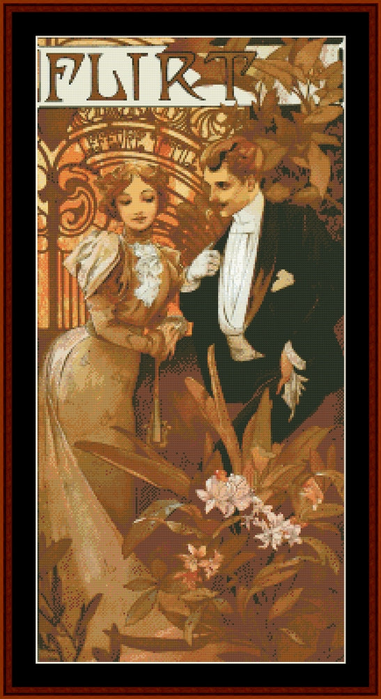 Flirt - Alphonse Mucha cross stitch pattern