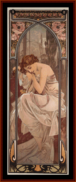 Night's Rest - Alphonse Mucha cross stitch pattern