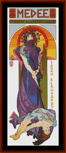 Medee - Alphonse Mucha pdf  cross stitch pattern