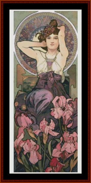 Amethyst - Alphonse Mucha pdf cross stitch pattern